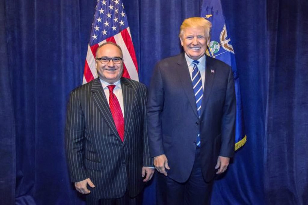 George Nader with President Donald Trump at a Republican fundraiser in Dallas on Oct. 25, 2017.