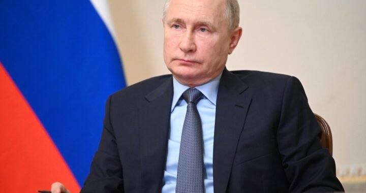 Russian President Vladimir Putin attends a meeting with local officials in St. Petersburg, Russia, Monday, July 26, 2021.