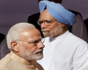 Former prime minister Manmohan Singh rises to speak in Rajya Sabha