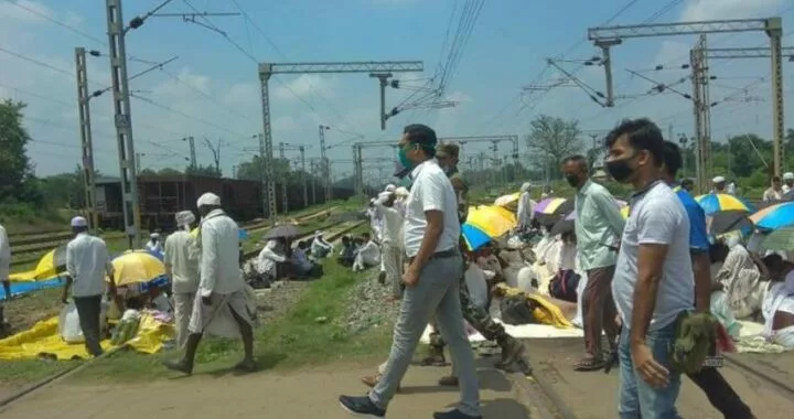 Tana Bhagat protesters squatting on railway tracks to present their demands over land rights among others.
