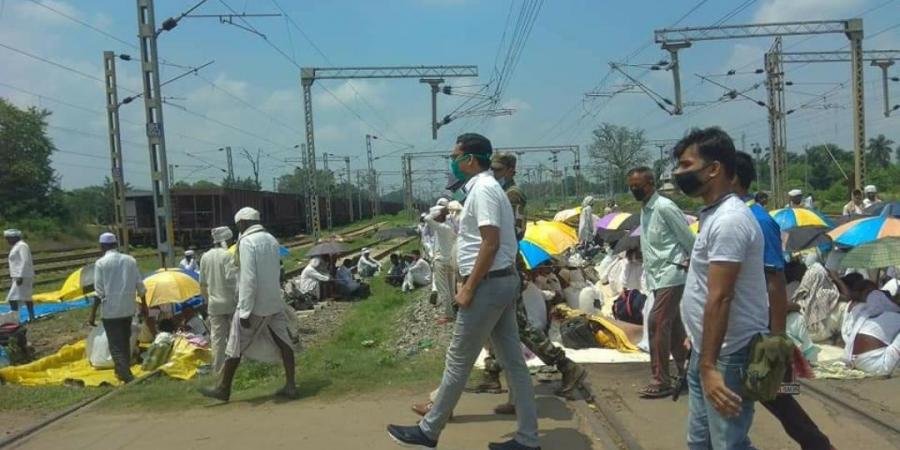 Tana Bhagat protesters squatting on railway tracks to present their demands over land rights among others.