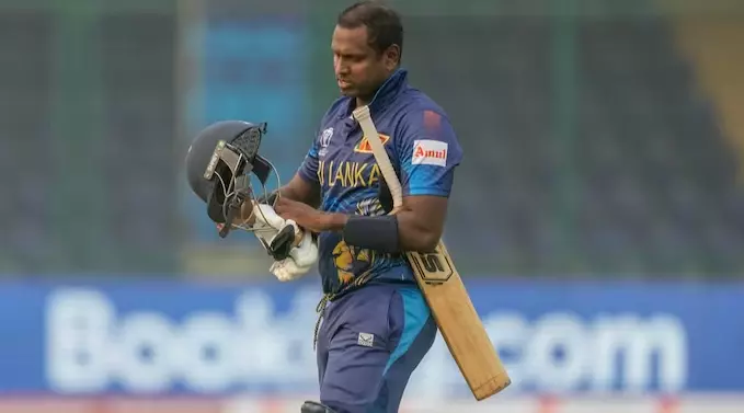 Angelo Mathews in action in World Cup 2023 (AP)